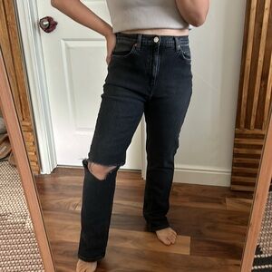 Re/Done 70s Straight‎ Jeans with worn Black. Size 29x29.5